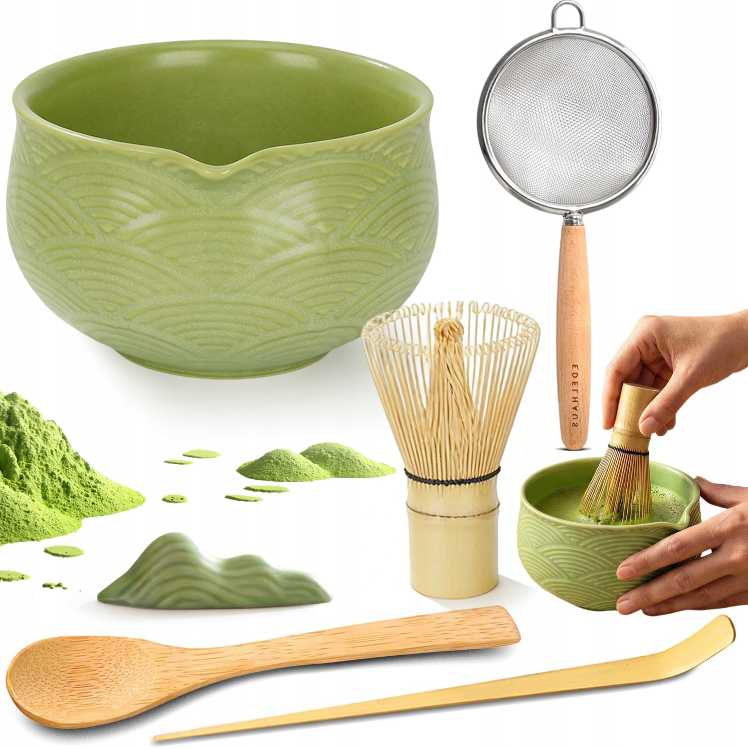 Zestaw Do Herbaty Matcha,zestaw Miotełka 7EL Z Ceramicznym Miska Do Matchy