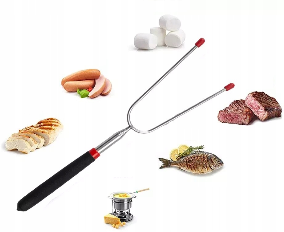 WIDELEC TELESKOPOWY DO OGNISKA kijek widełki 4szt Długość 89 cm