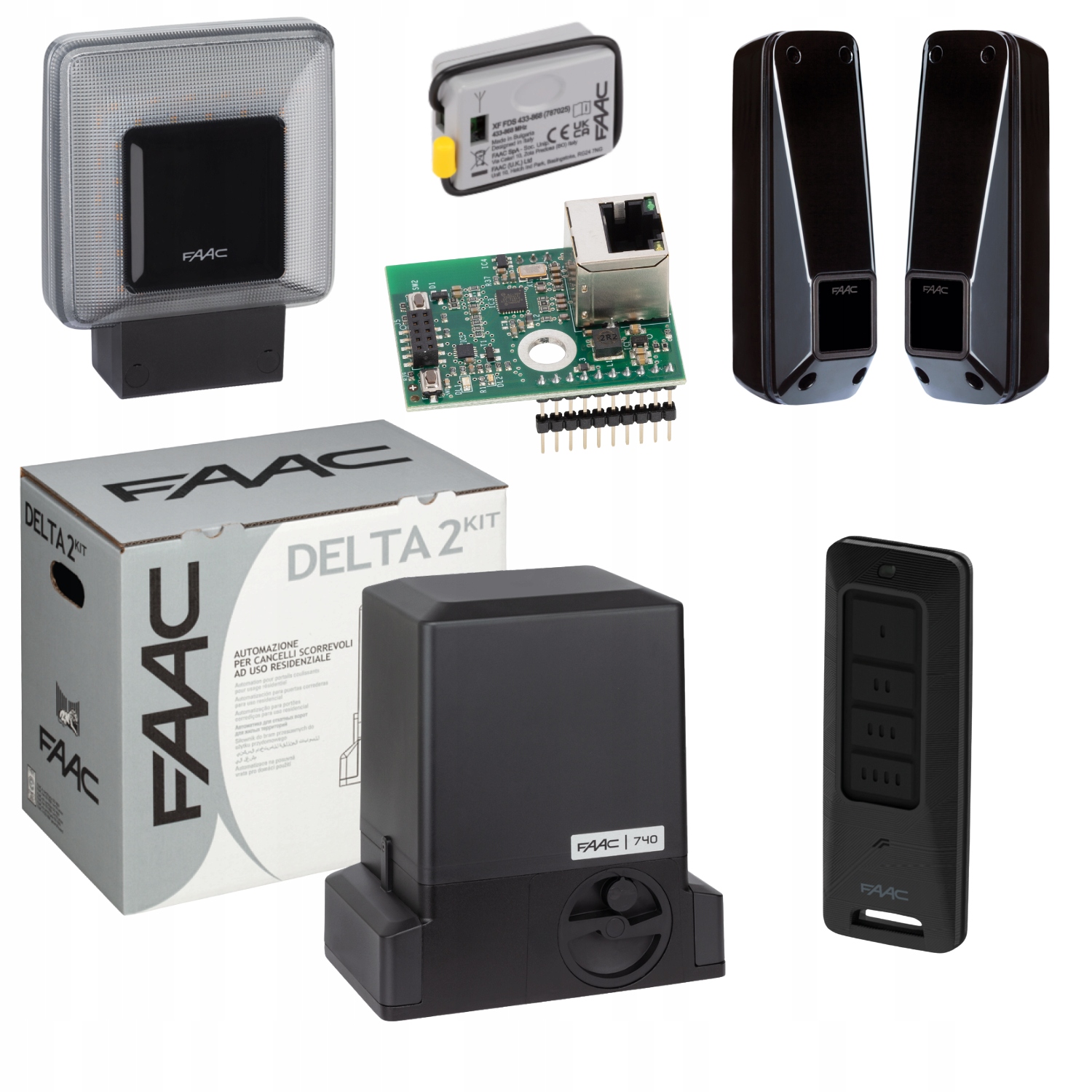 Faac DELTA2+ Smart WiFi Xwbl+ Lampa Xled napęd bramy przesuwnej automat