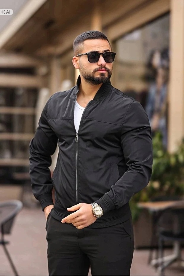 Pánská Bunda Bomber Z Hladké Látkové Tkaniny, Velikost XL 5IA