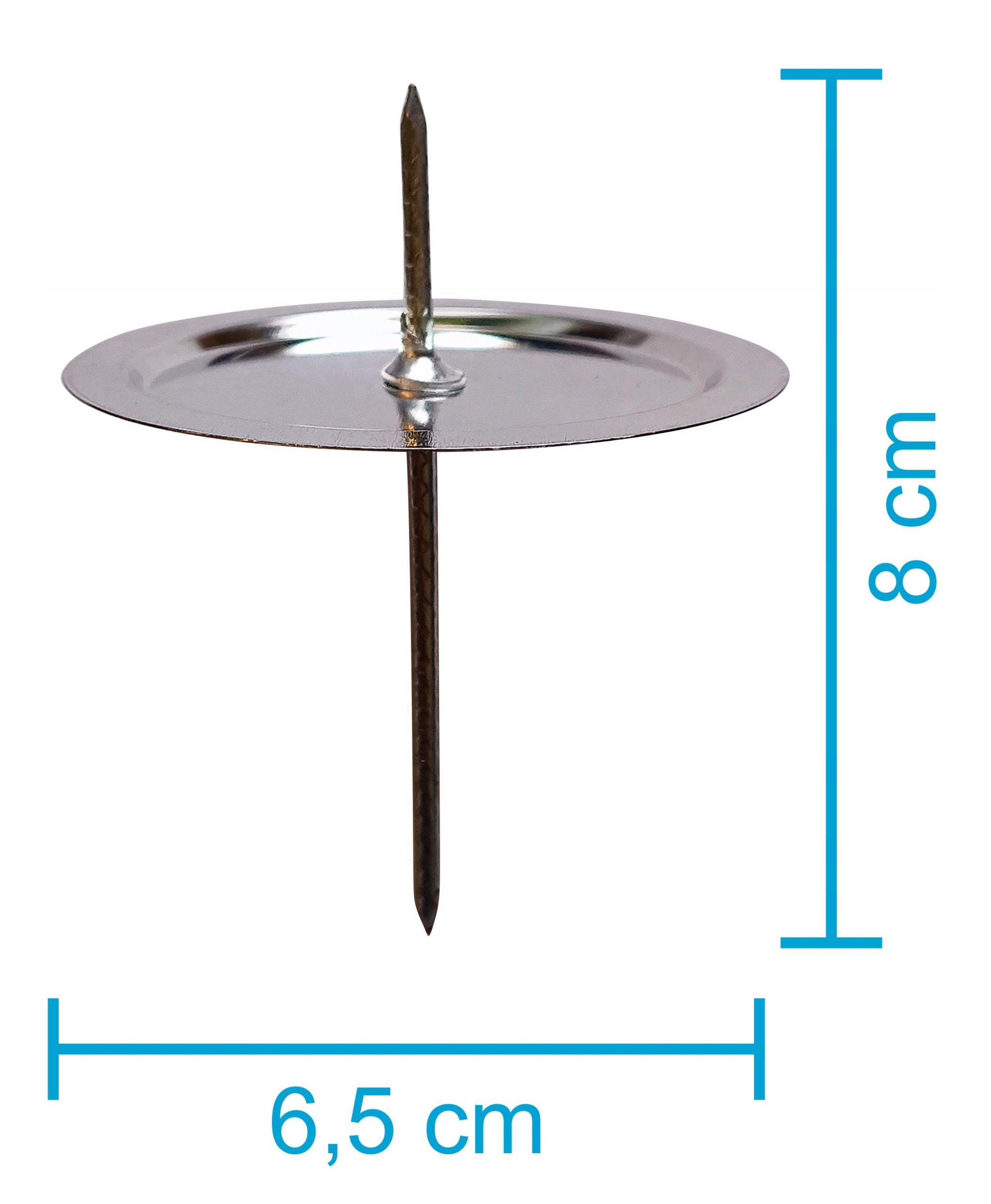 Podstawka metalowa srebrna Świecznik wbijany do wieńca adwentowego 16 szt.