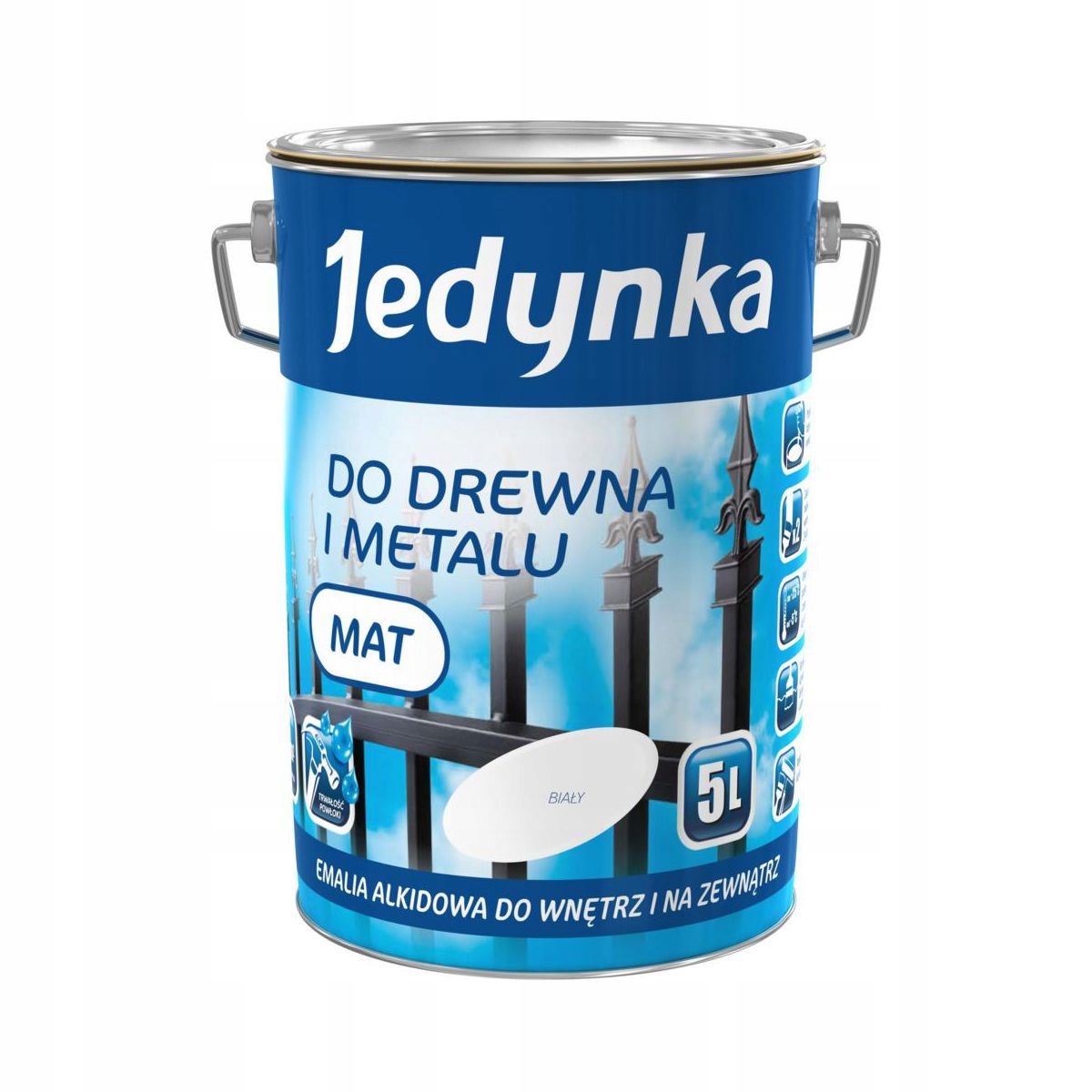Jedynka barva na dřevo z kovu betonu 5L, bílá matná