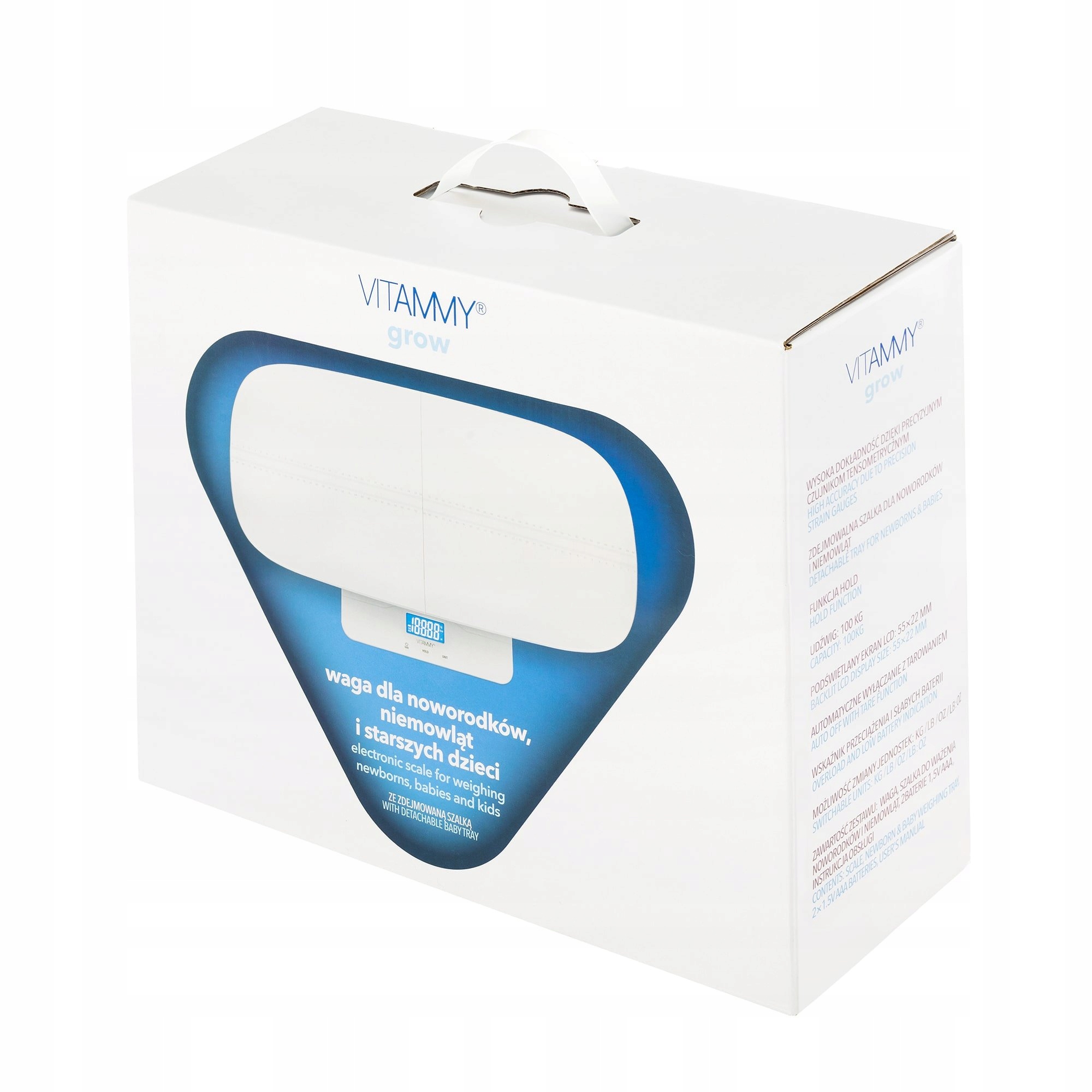 WAGA ELEKTRONICZNA DLA DZIECI NIEMOWLĄT SKŁADANA DO100KG EKRAN LED GROW Maksymalna waga dziecka 100 kg