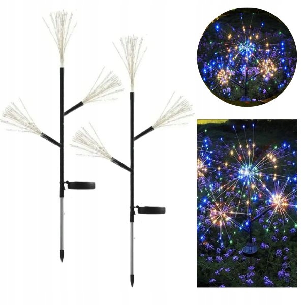Zestaw 2 x Potrójna Lampa Led Solarna Dekoracyjna Dmuchawiec multikolor