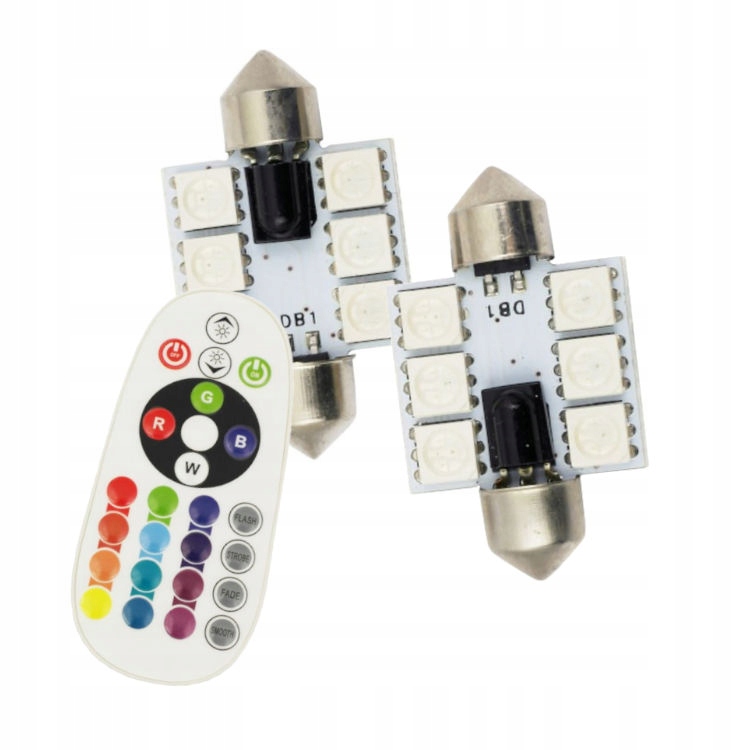 

2x Żarówka C5W kolorowa Led Rgb na pilot 36mm