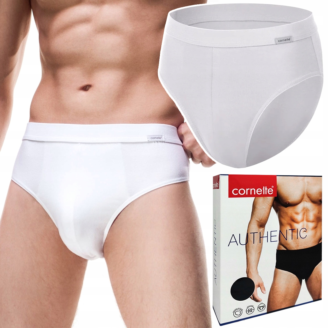 Pánské klasické Slipy Bavlněné Cornette Authentic Bílé XL