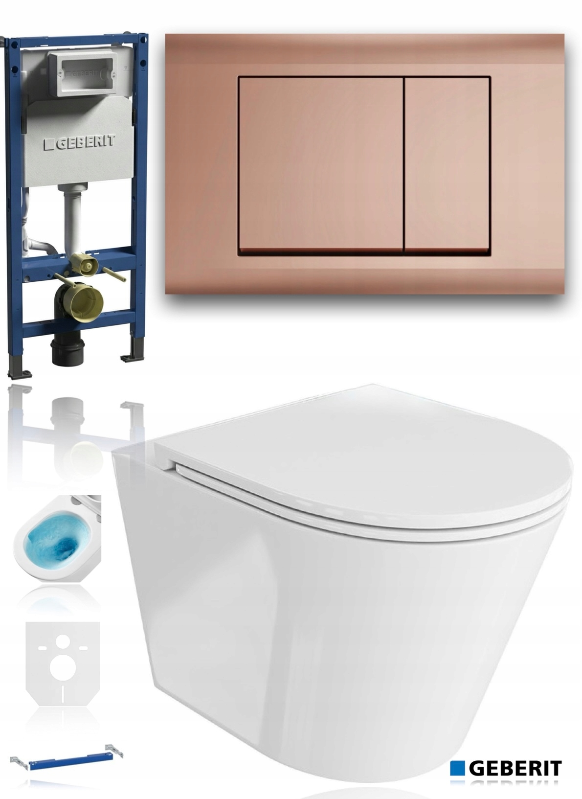 Geberit Delta stelaż 111.170.00.2 zestaw Wc miska wirowa Rose Gold Matowy