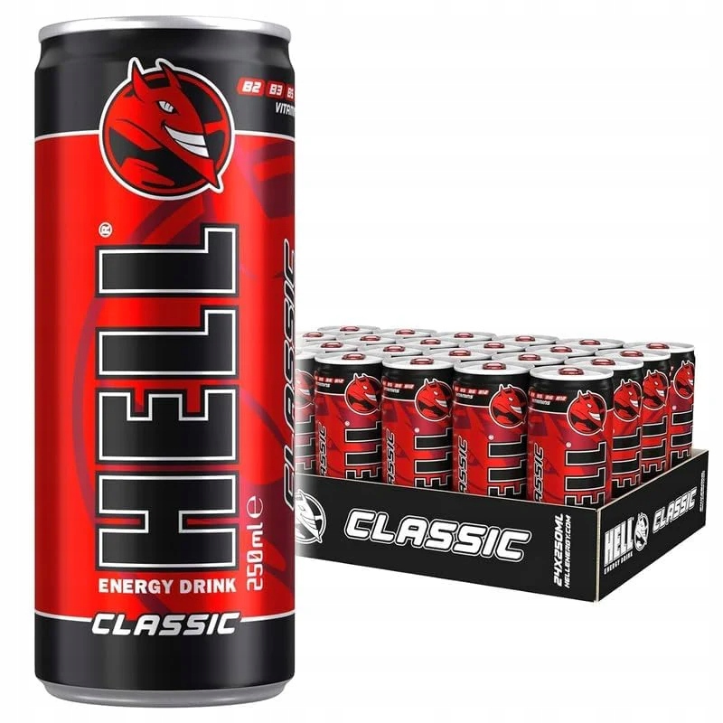 Levně Hell Energy Drink Classic 20% Kofein Energetický Nápoj Plechovka 24x 250ml