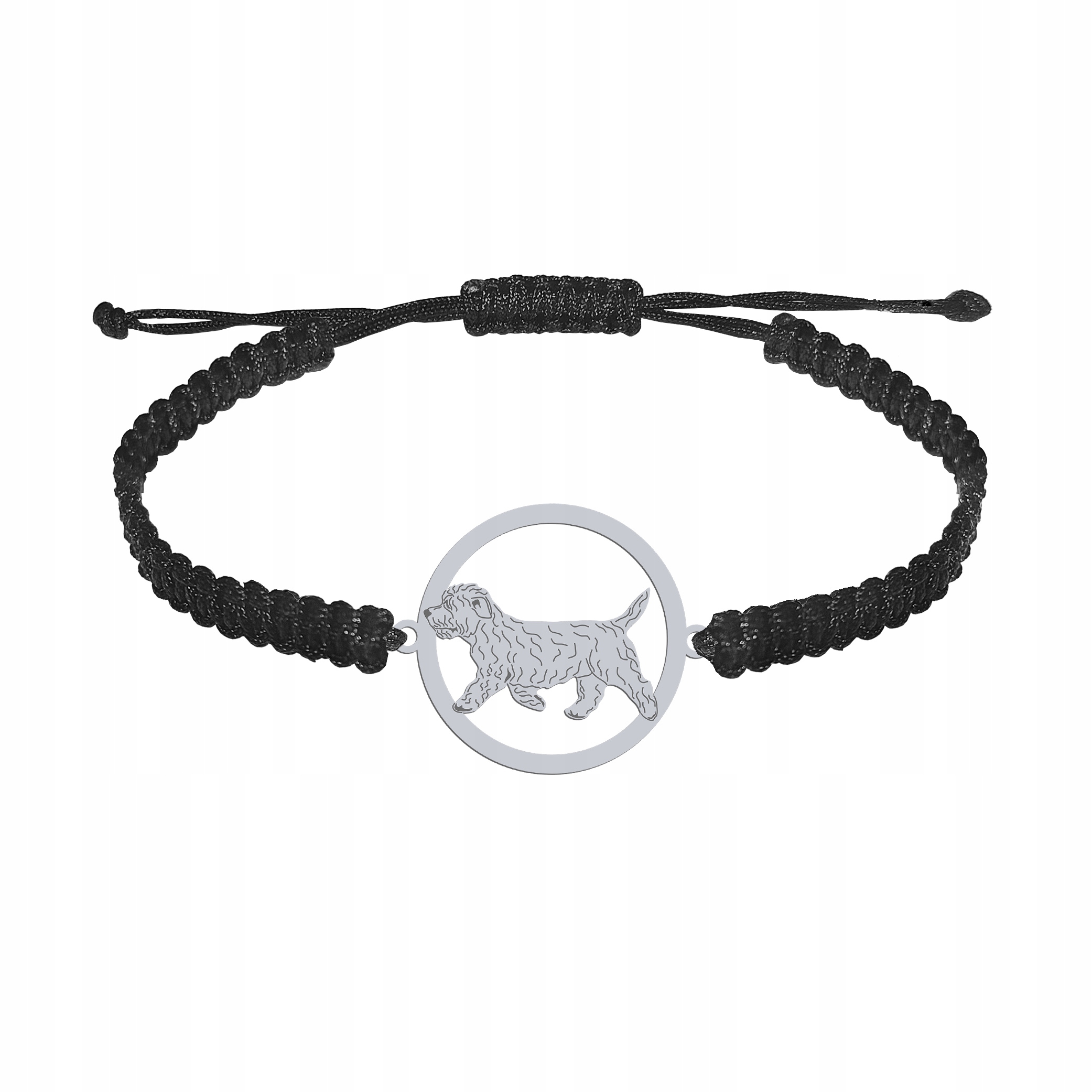 Stříbrný náramek s psem Irish Glen of Imaal Terrier 925 Makramé Gravírování