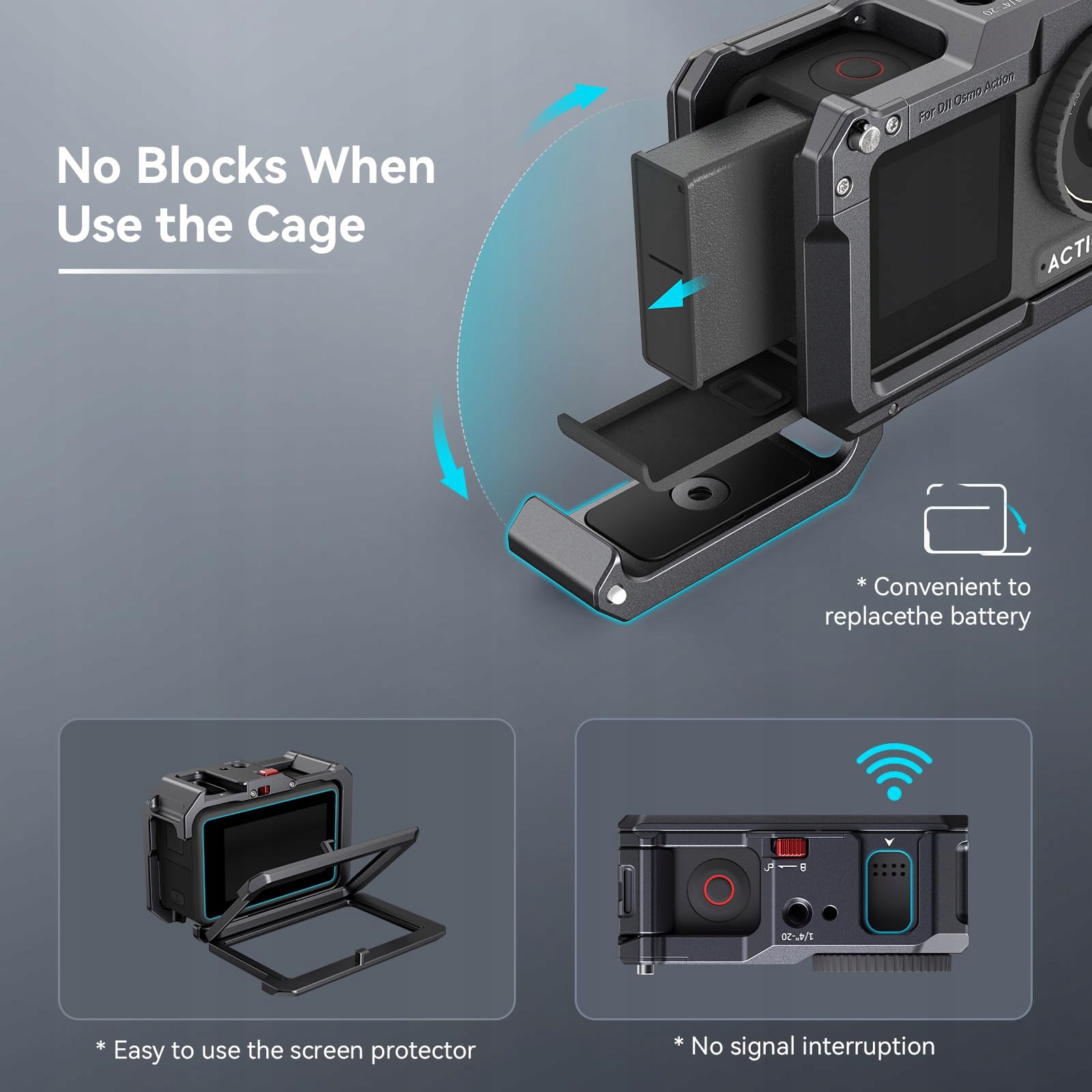 SMALLRIG Klatka Do DJI OSMO Action 5/4/3 Kompatybilna Z DJI MIC — miniatura 3