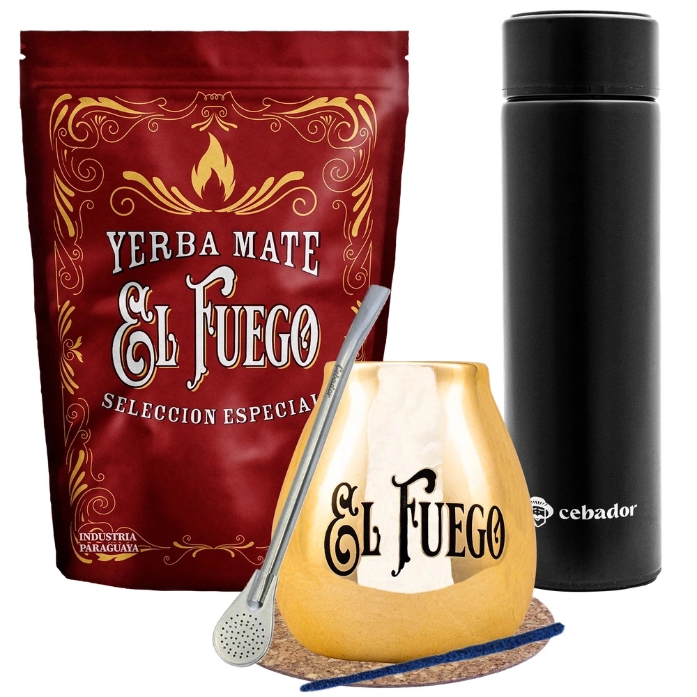 Levně Sada Yerba Mate El Fuego Elaborada Termoska Led Tykev a Bombilla 500g 0,5kg