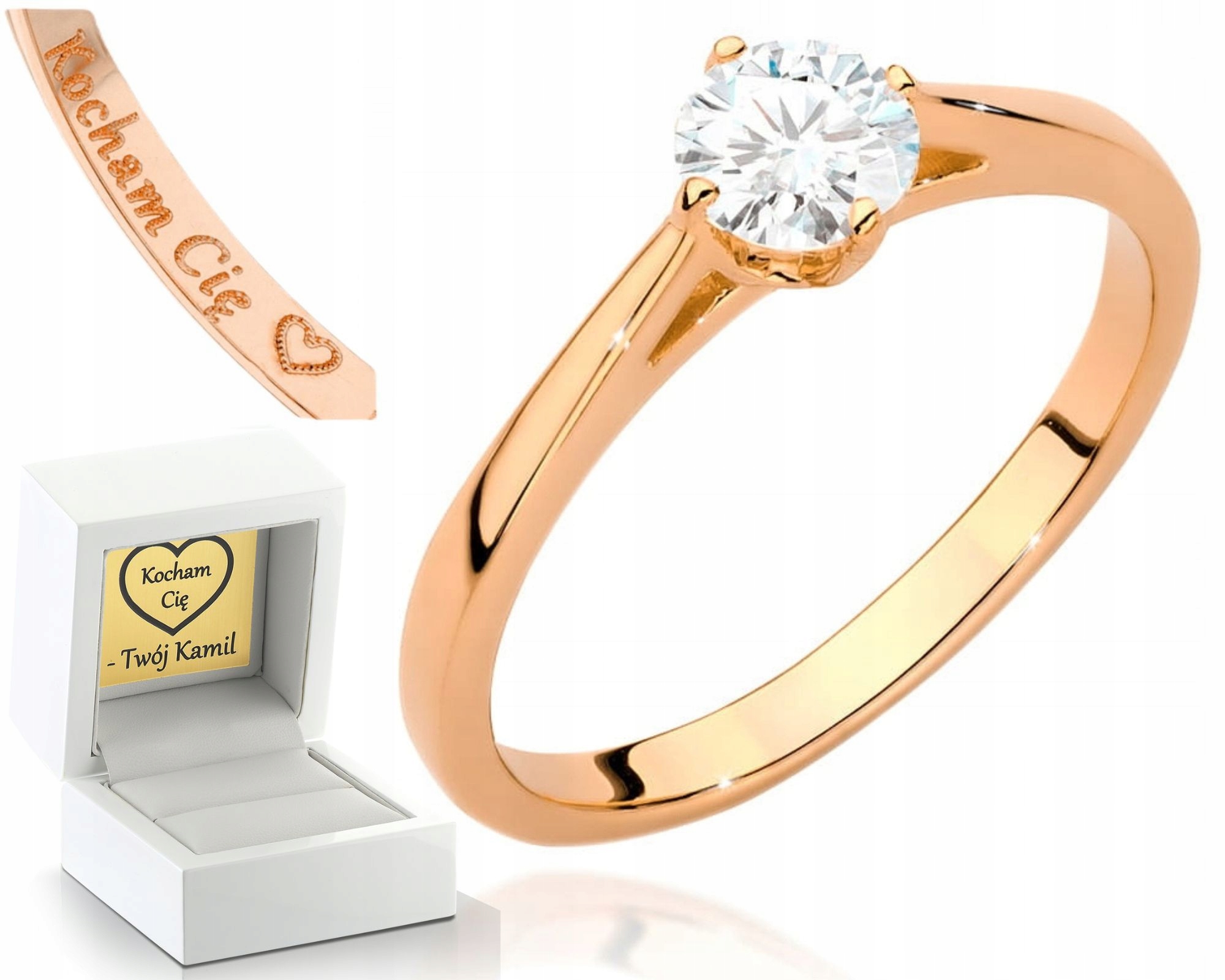 Růžové Zlato Prstýnek Diamant Briliant Gravírování Bonus