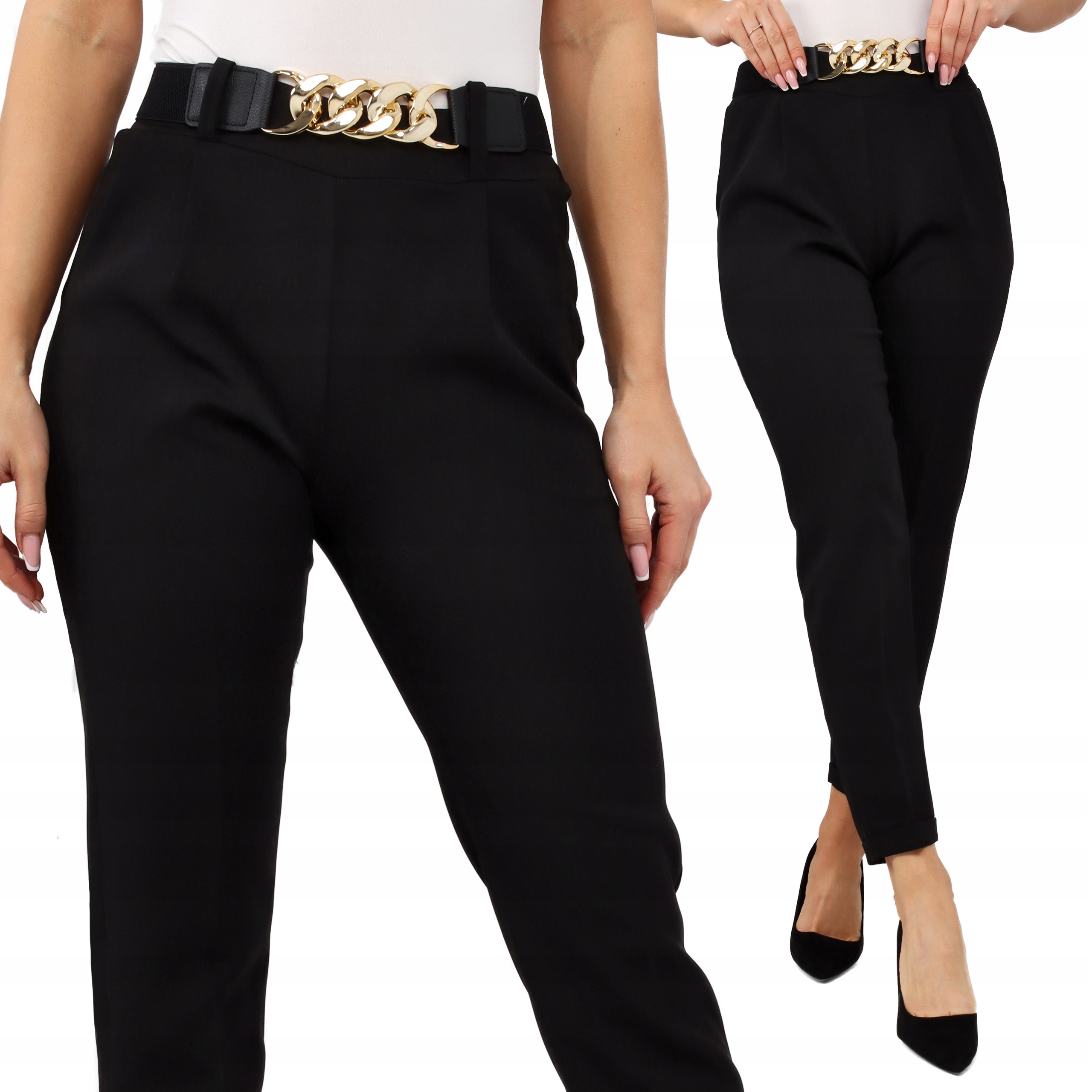 Spodnie Damskie Cygaretki Kobiece Modne 36/38 S/m Czarne 2611