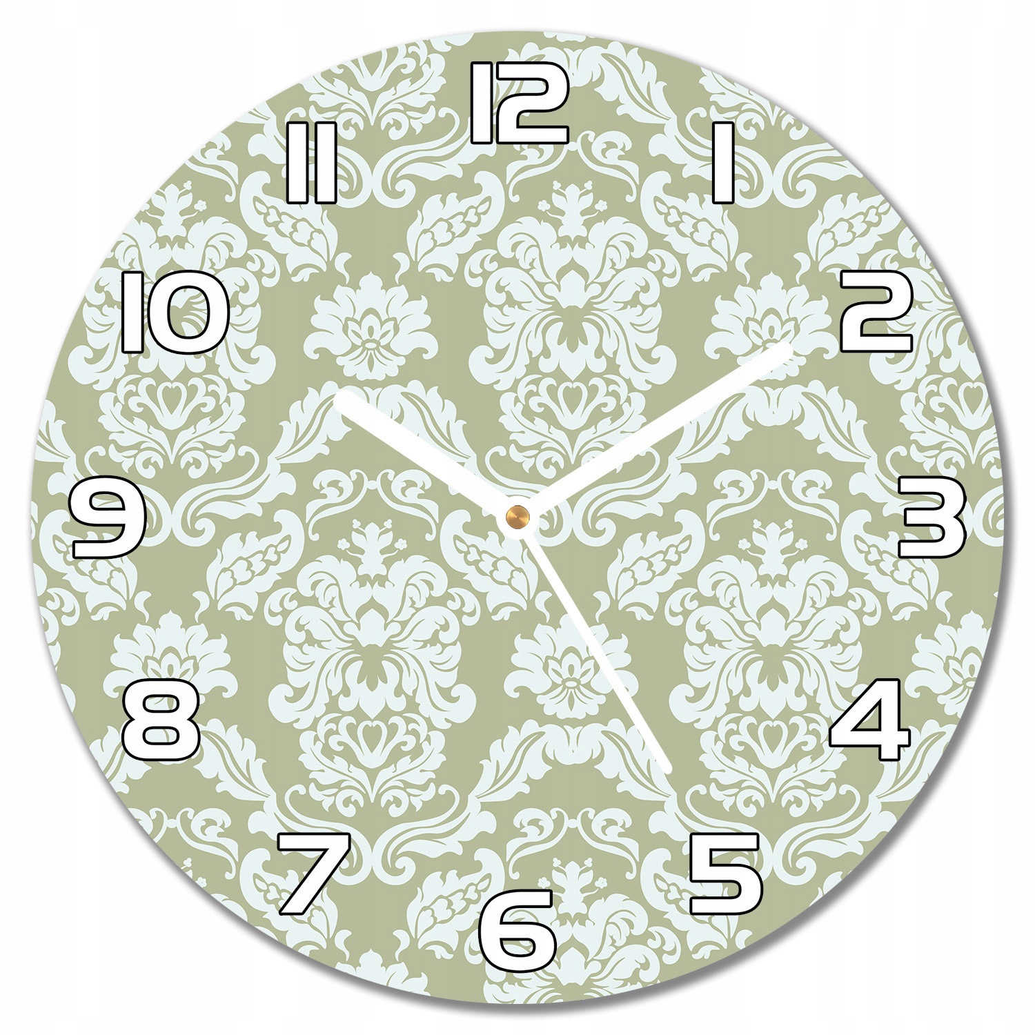 

Zegar na szkle Kwiatowy ornament zielony f30 cm