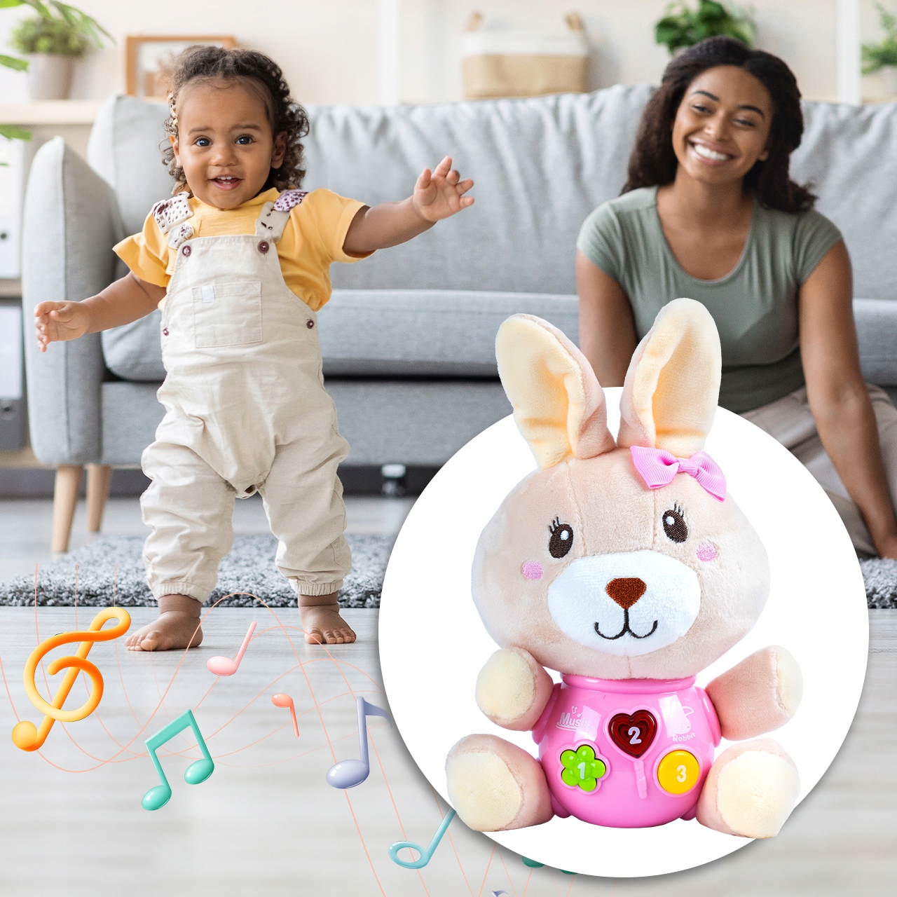 ZAJĄCZEK KRÓLICZEK KRÓLIK PLUSZOWY INTERAKTYWNY ZE ŚWIATŁEM I MUZYKĄ Język angielski