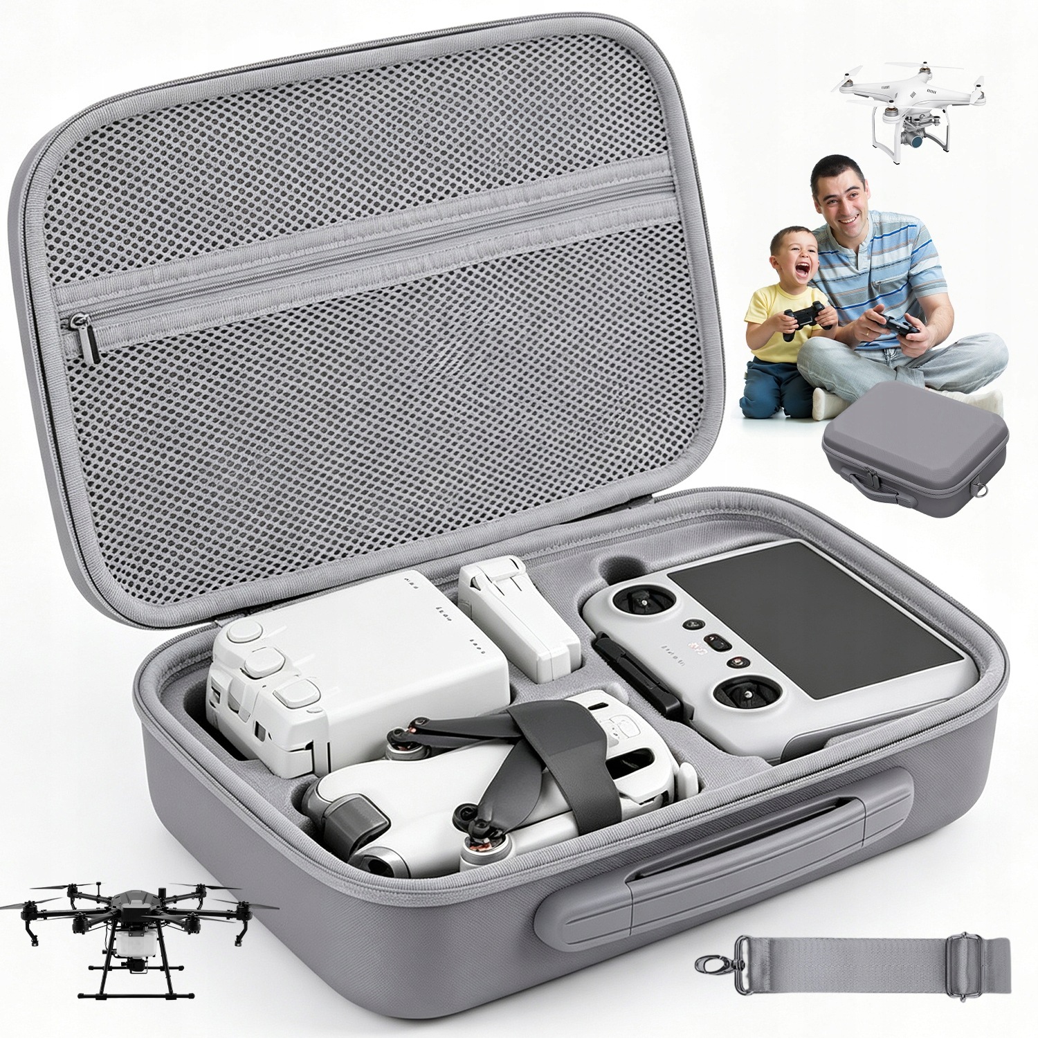 Přepravní Taška Pouzdro Pu Pro Dron Dji Mini 3/4 Pro Popruh 3 Přihrádky
