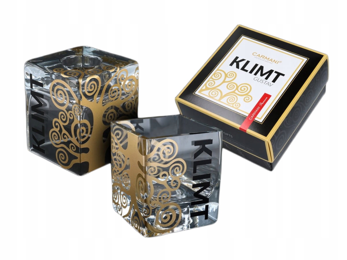 Skleněný pozlacený svícen G Klimt The Tree of Life