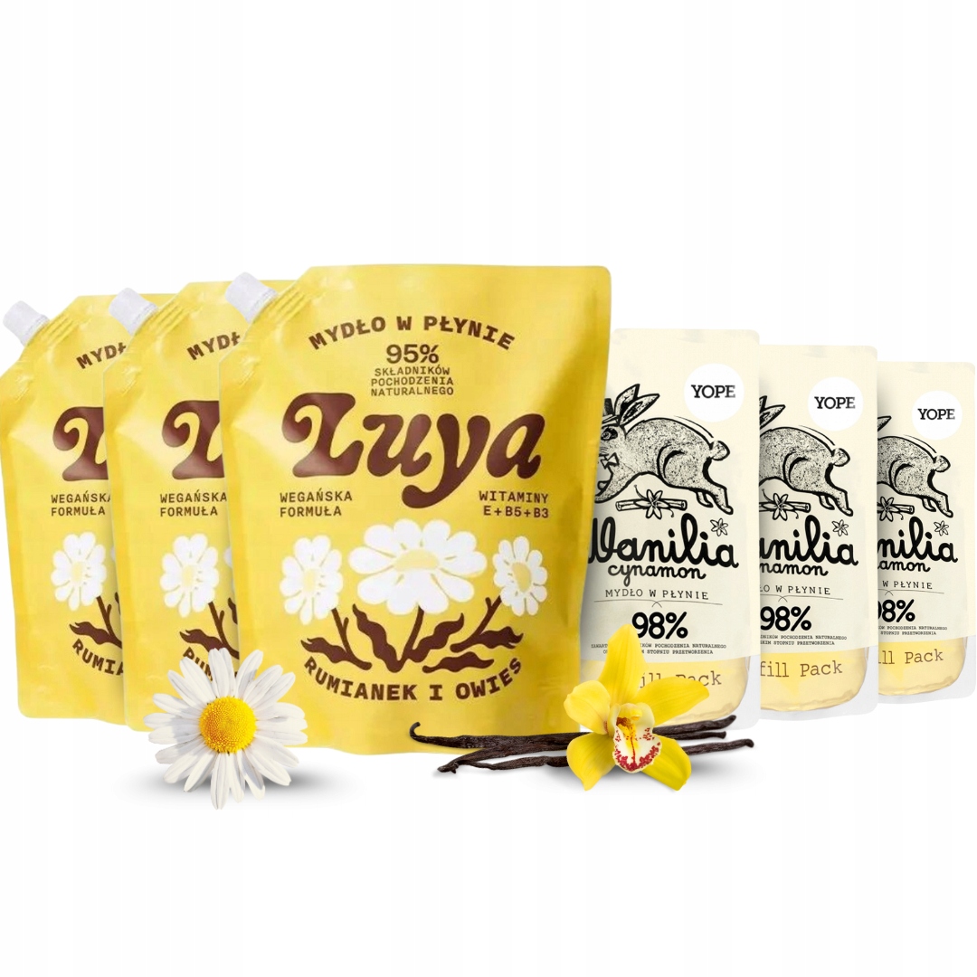 Yope Luya Refill Hydratační tekuté mýdlo Heřmánek Vanilka Mix 6 ks