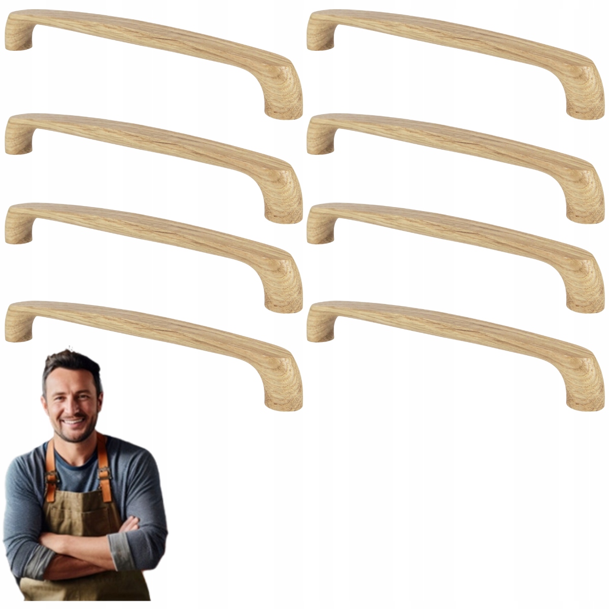 Drevený nábytkový držiak do skrinky Pastelo 160 mm Dubový 8ks