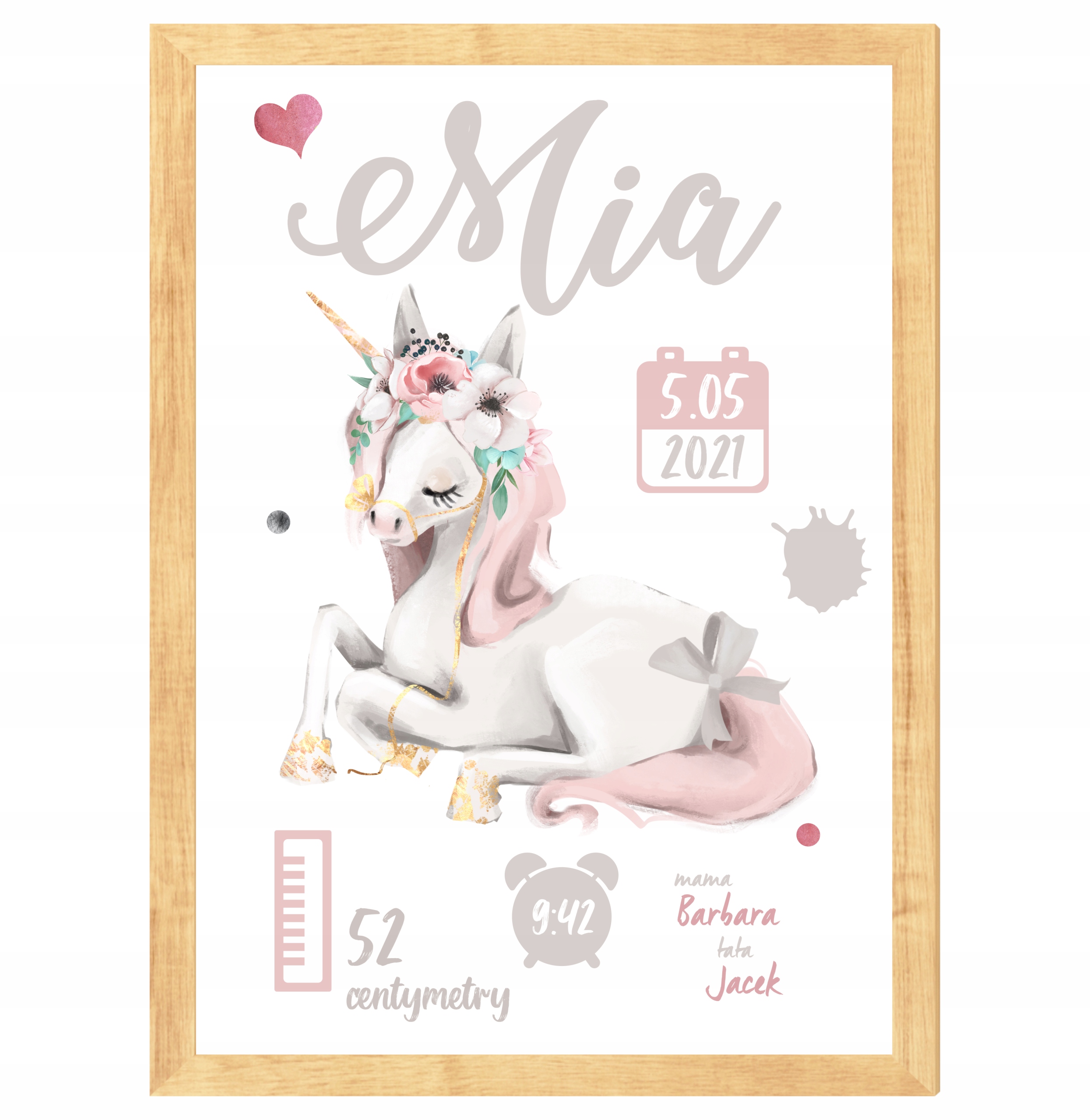 

Metryczka dla dzieci jednorożec