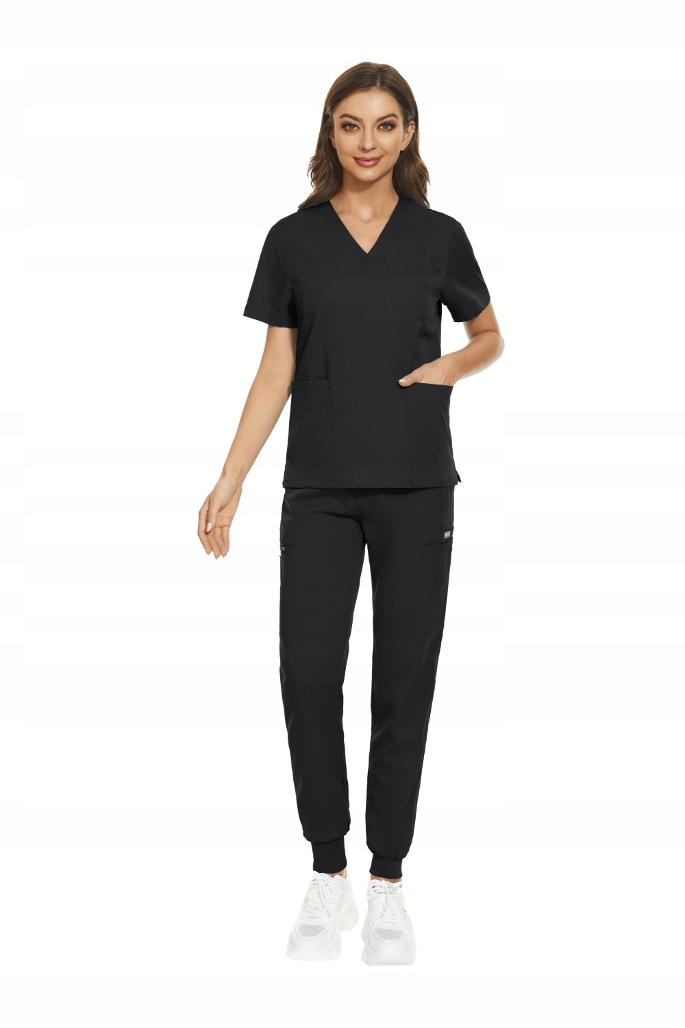 Komplet Medyczny Damski Scrub Uniform, Model Care, Kolor Black, Rozmiar M