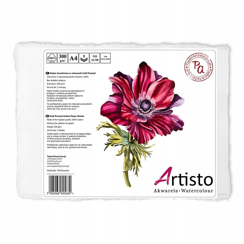 

Papier akwarelowy 100% bawełna Artisto A4 300 g