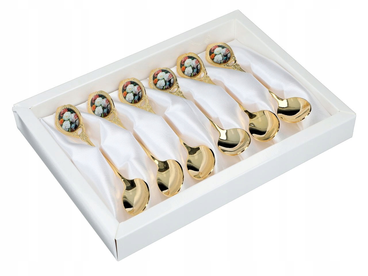 Kpl. 6 łyżeczek - Kwiaty barokowe (CARMANI) Stan opakowania oryginalne