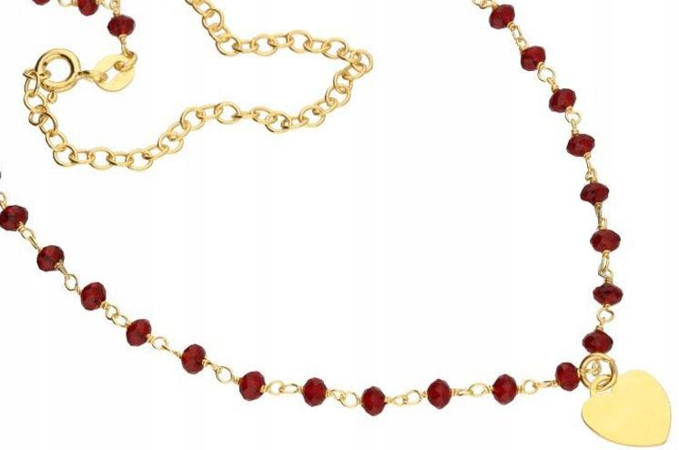 Stříbrný pozlacený náhrdelník 925 srdce a křišťály s přívěskem, módní vzor