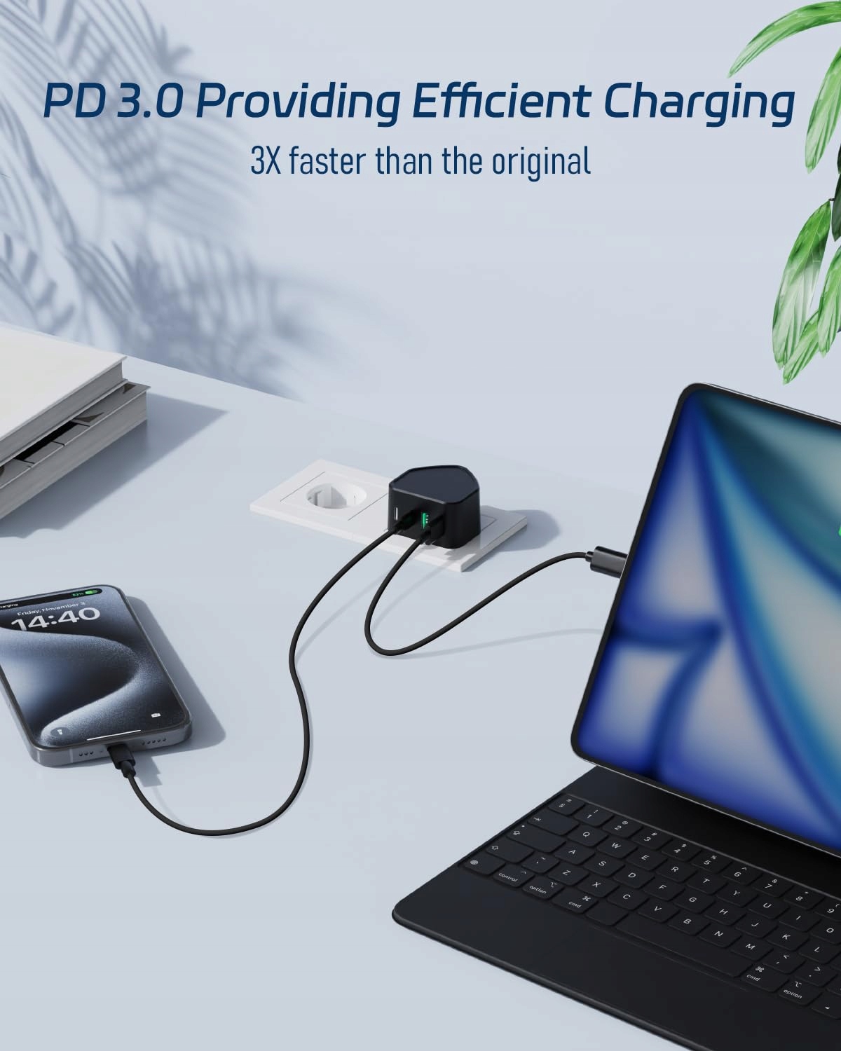 FFZZKJ Ładowarka USB C 4-Porty 40W Szybkie Ładowanie PD 3.0 iPhone Android — miniatura 4