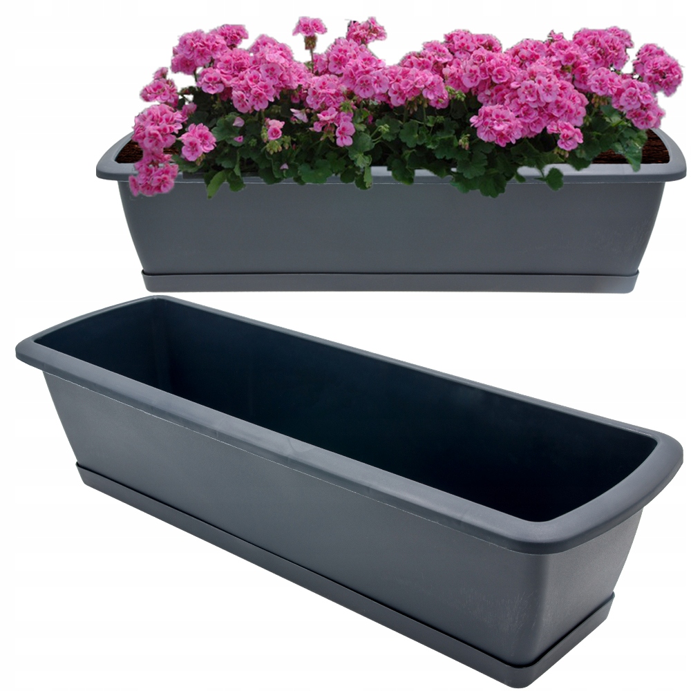 SKRZYNKA DONICA DONICZKA BALKONOWA Z PODSTAWKĄ RESPANA SET ANTRACYTOWY MAT