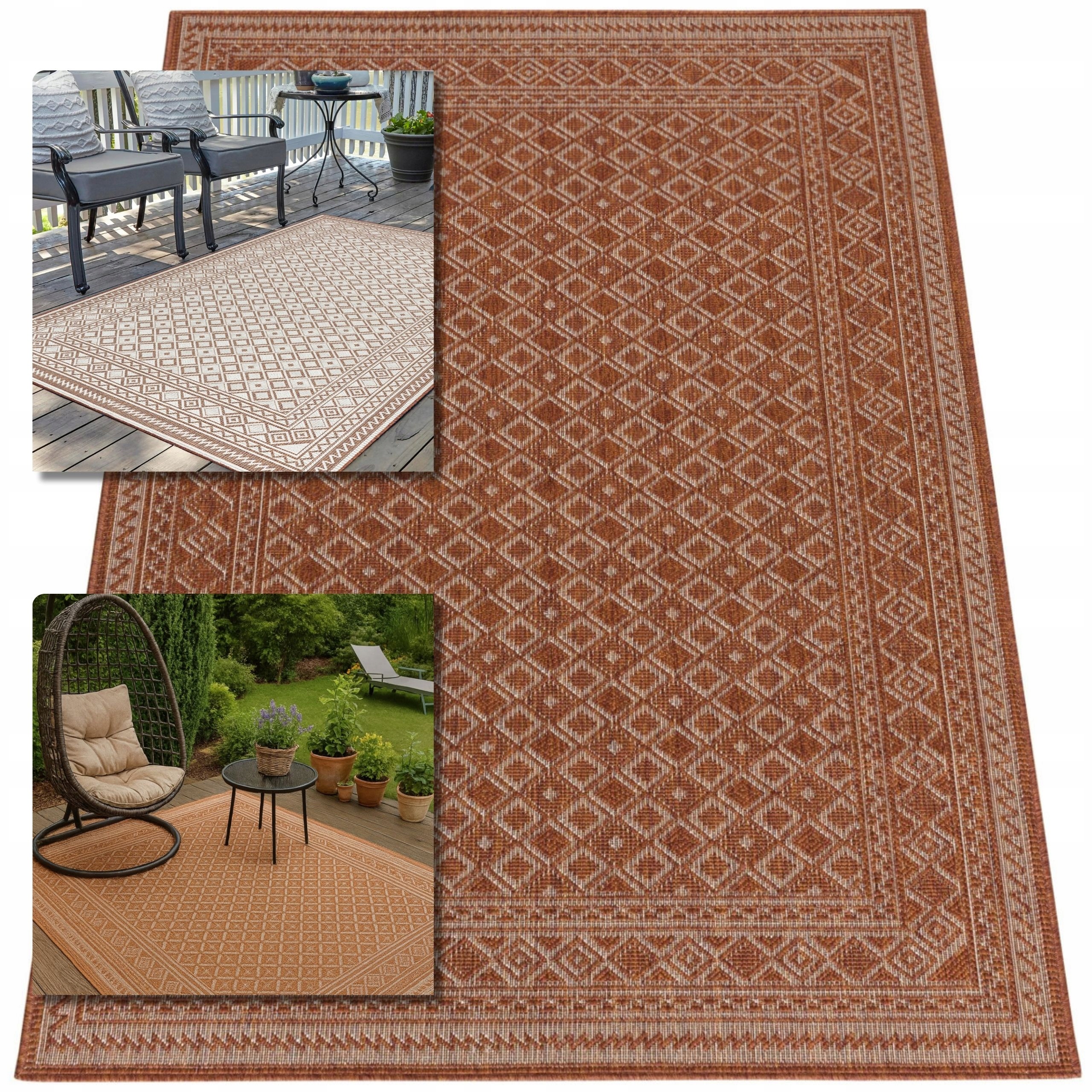 Koberec 120x170 Lana Rezavý Šňůrkový Koberec Plochý