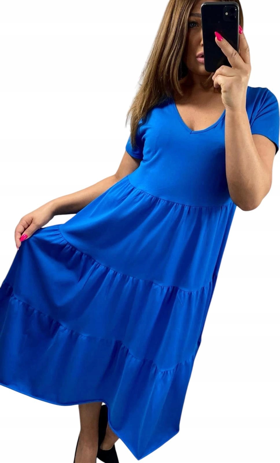 V628 Šaty Bavlna S Prošíváním Chrpa vel. 48 (4XL)