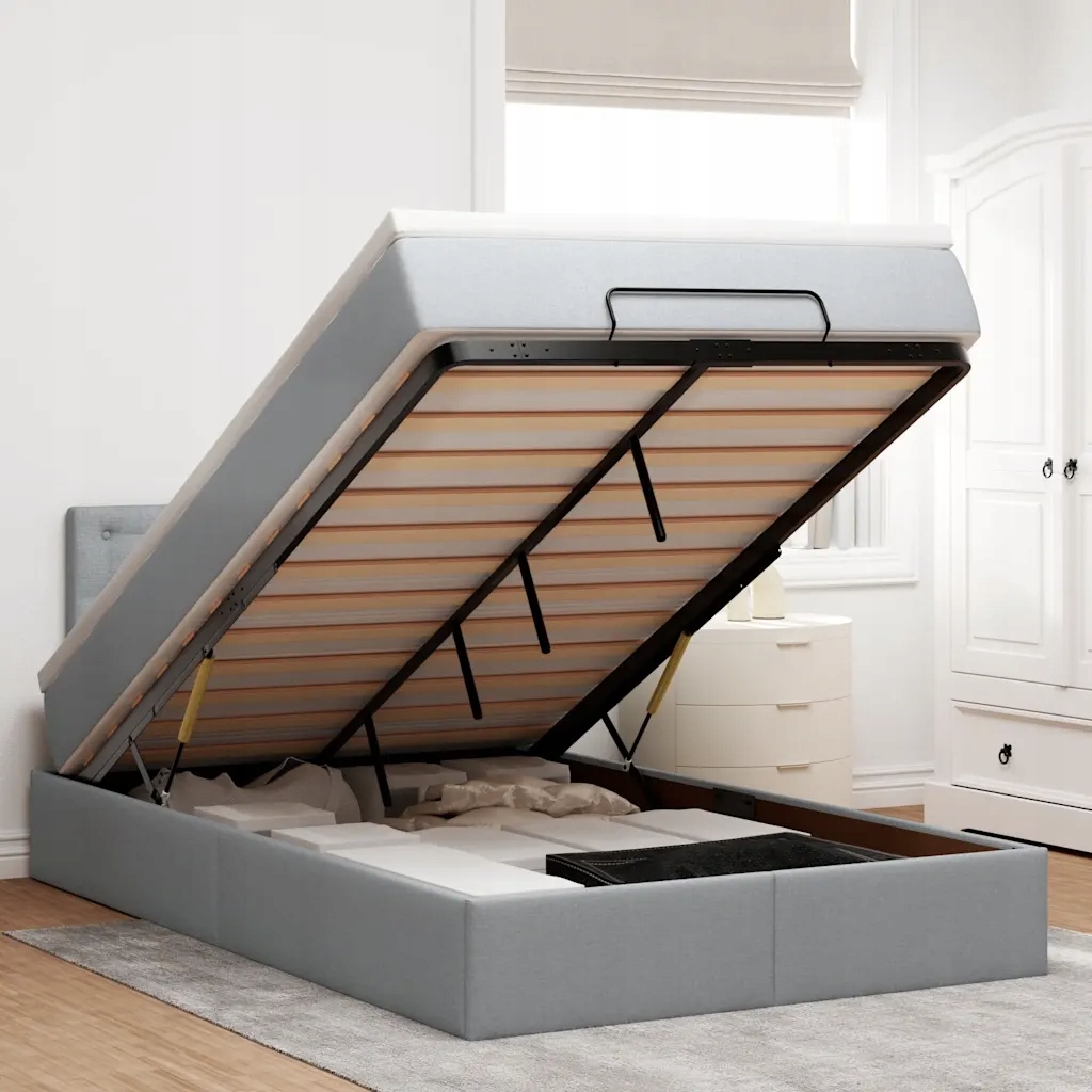 vidaXL Osmanský postel s matrací světle šedá 120x200 cm textil