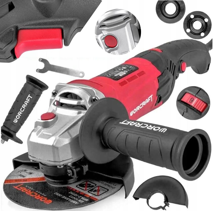 Szlifierka Kątowa Worcraft AG12-125S Lekka Mocna 125mm Regulacja obrotów