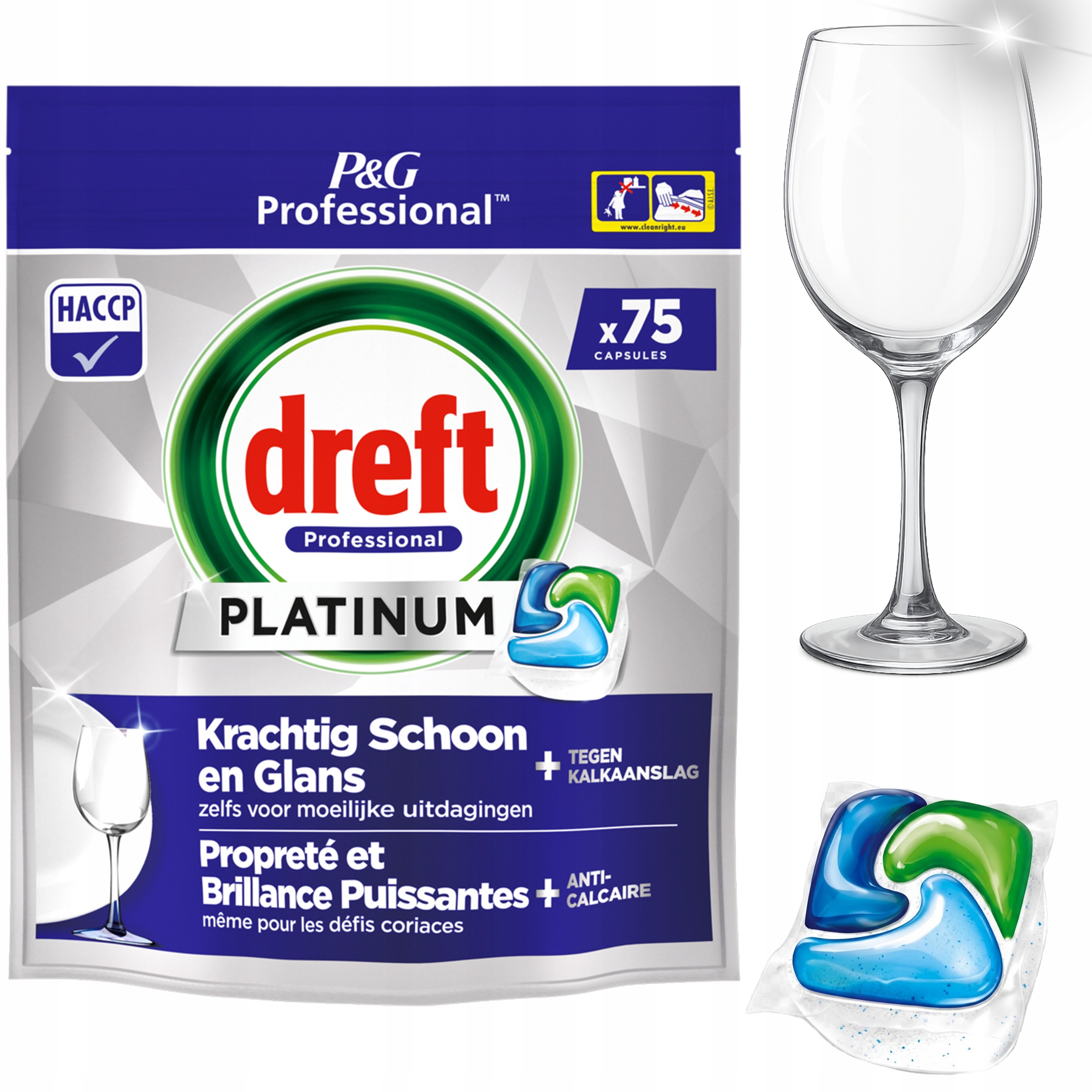 Levně Dreft Tablety Do Myčky Professional Platinum 3v1 Regular Ochranné 75ks