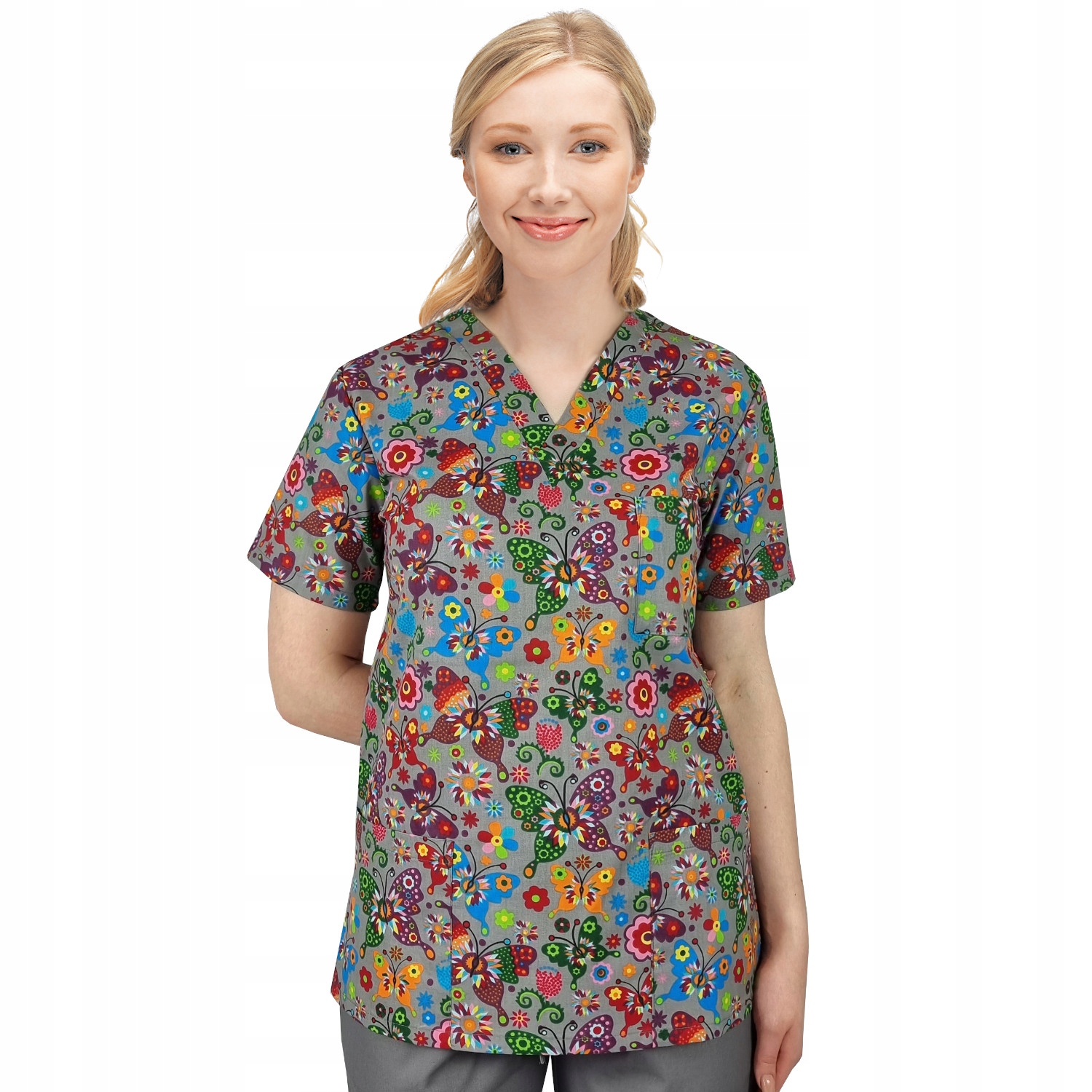 

Bluza medyczna damska fartuch kolorowy wzór r.4XL