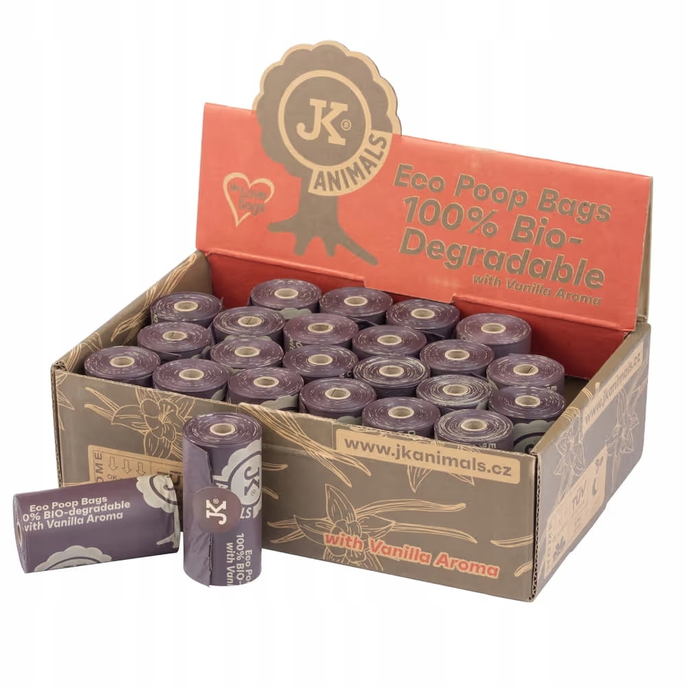 Levně Box 24 rolek Vanilkové biologicky rozložitelné sáčky na psí exkrementy Jk Animals