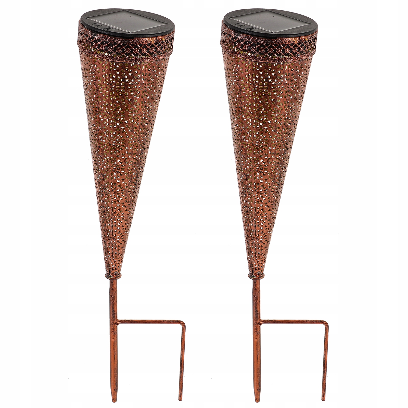 Solární Led Zahradní Lampa 40 CM, Kované Železo, Dekorace Do Zahrady, Solární Lampa