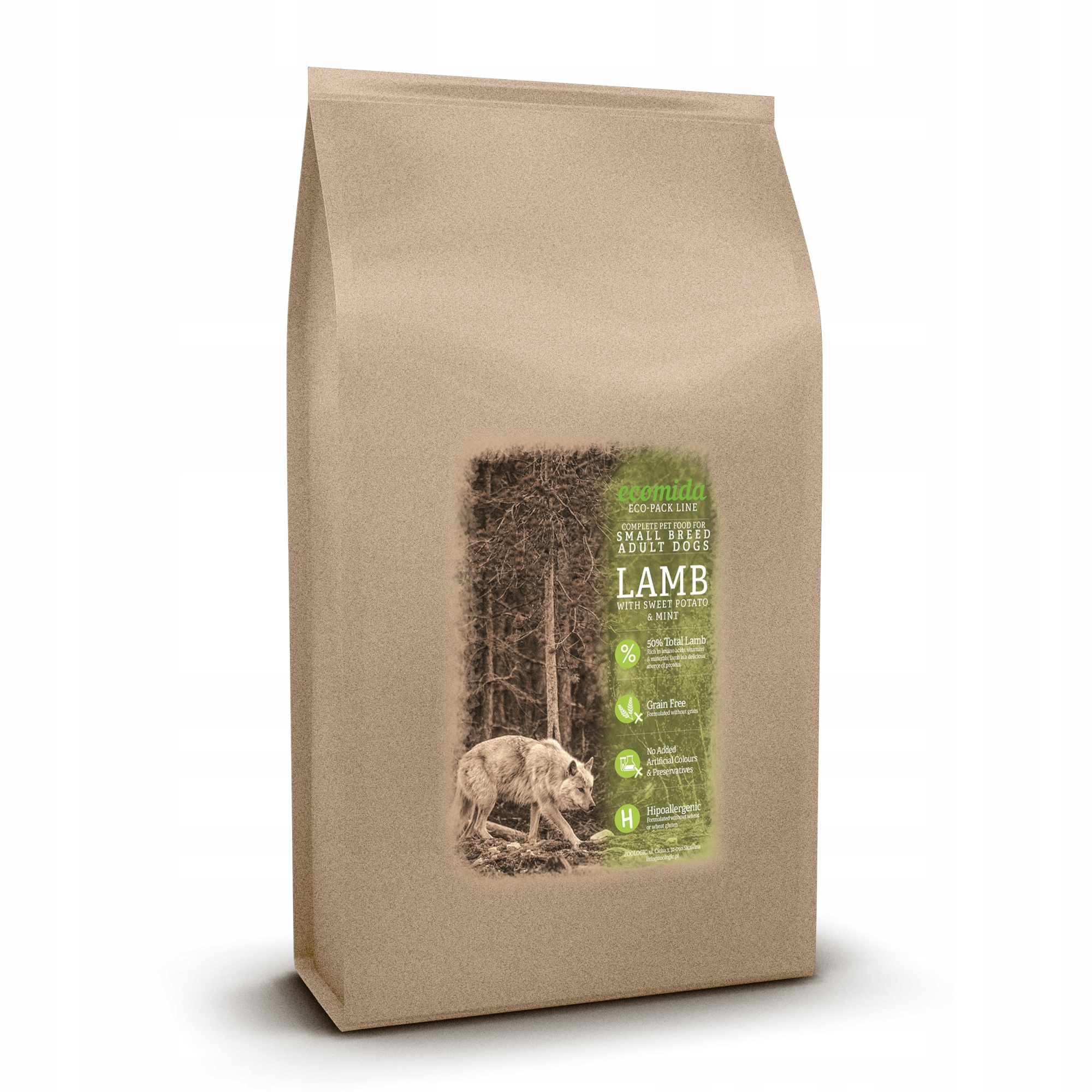 Levně Ecomida Bez obilovin Mono Jehněčí 2 kg Krmivo Hypoalergenní Psi malých plemen