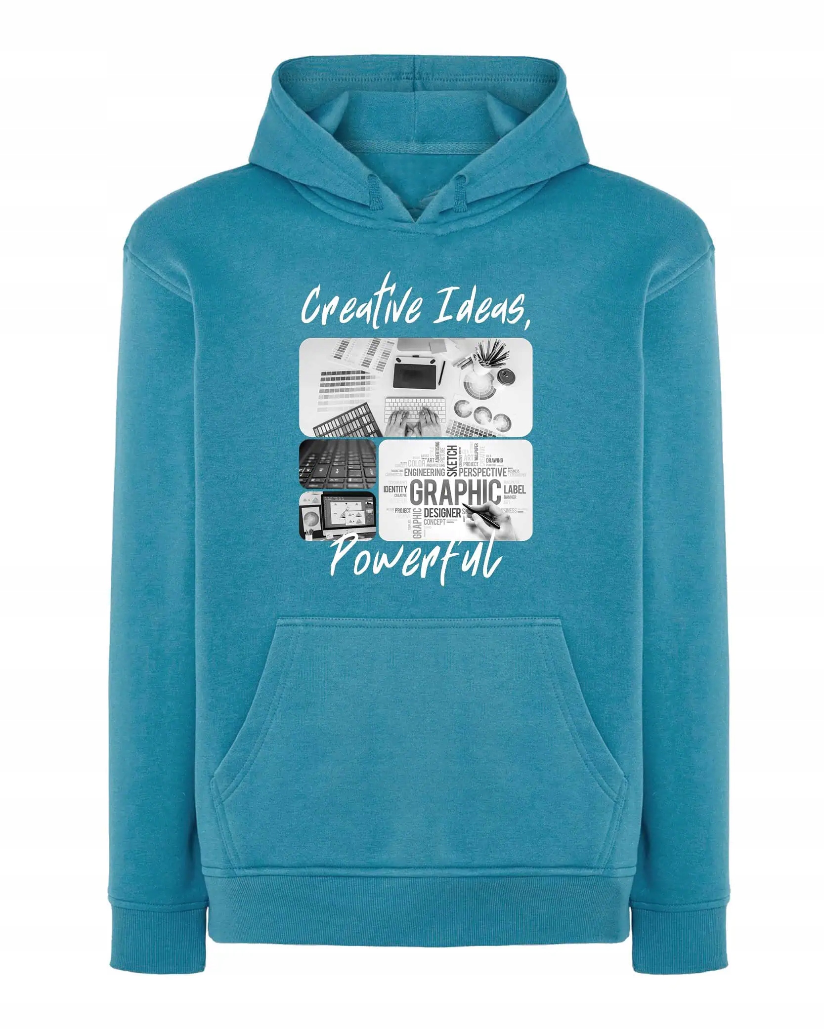 Mikina s kapucí Dárek pro grafiku Umělecká koláž Modrá L