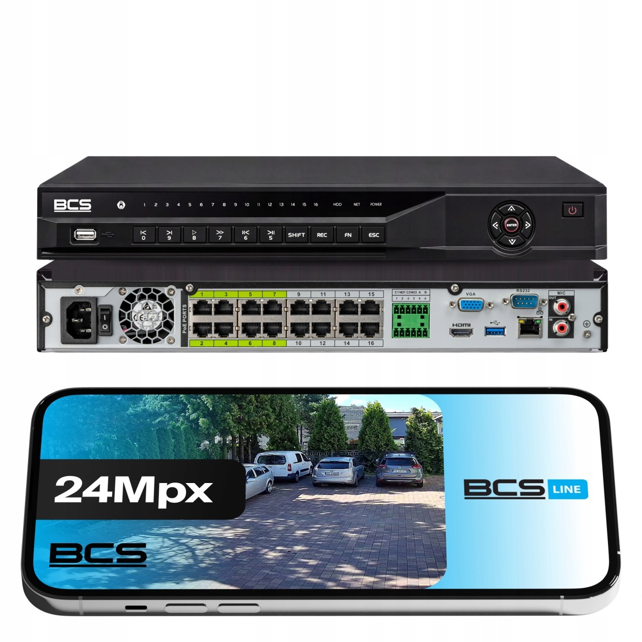 Záznamník pro Ip monitorovací kamery Nvr 16 kanálový PoE 4K Ai Cctv Bcs