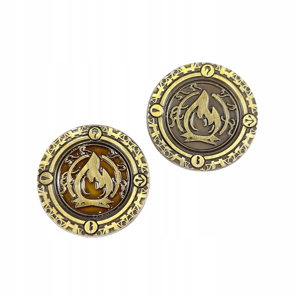 ŻYWIOŁ OGNIA ZŁOTA METALOWA MONETA 1 SZT LARP RPG