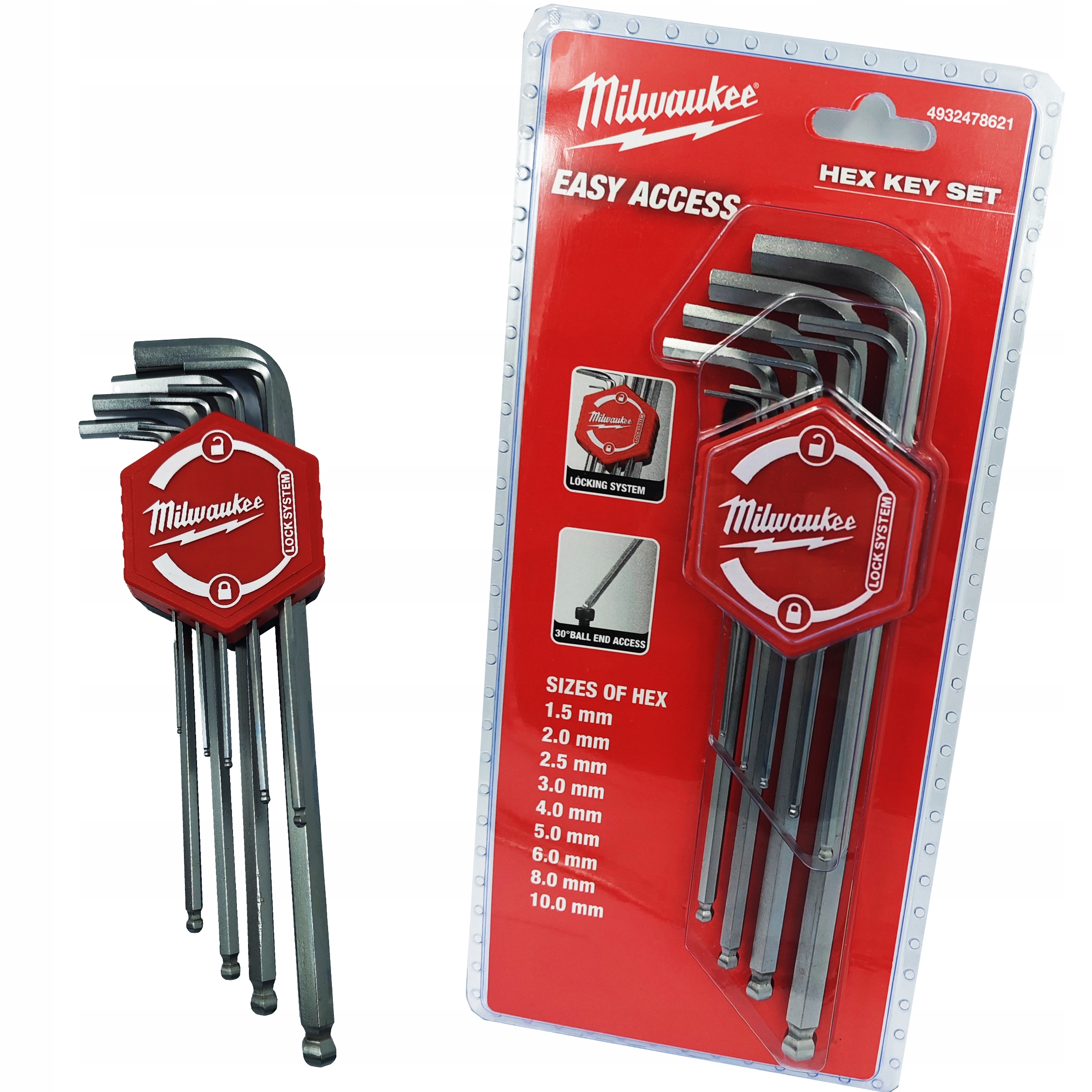 Zestaw kluczy imbusowych długich z kulką 1,5-10mm Milwaukee 4932478621