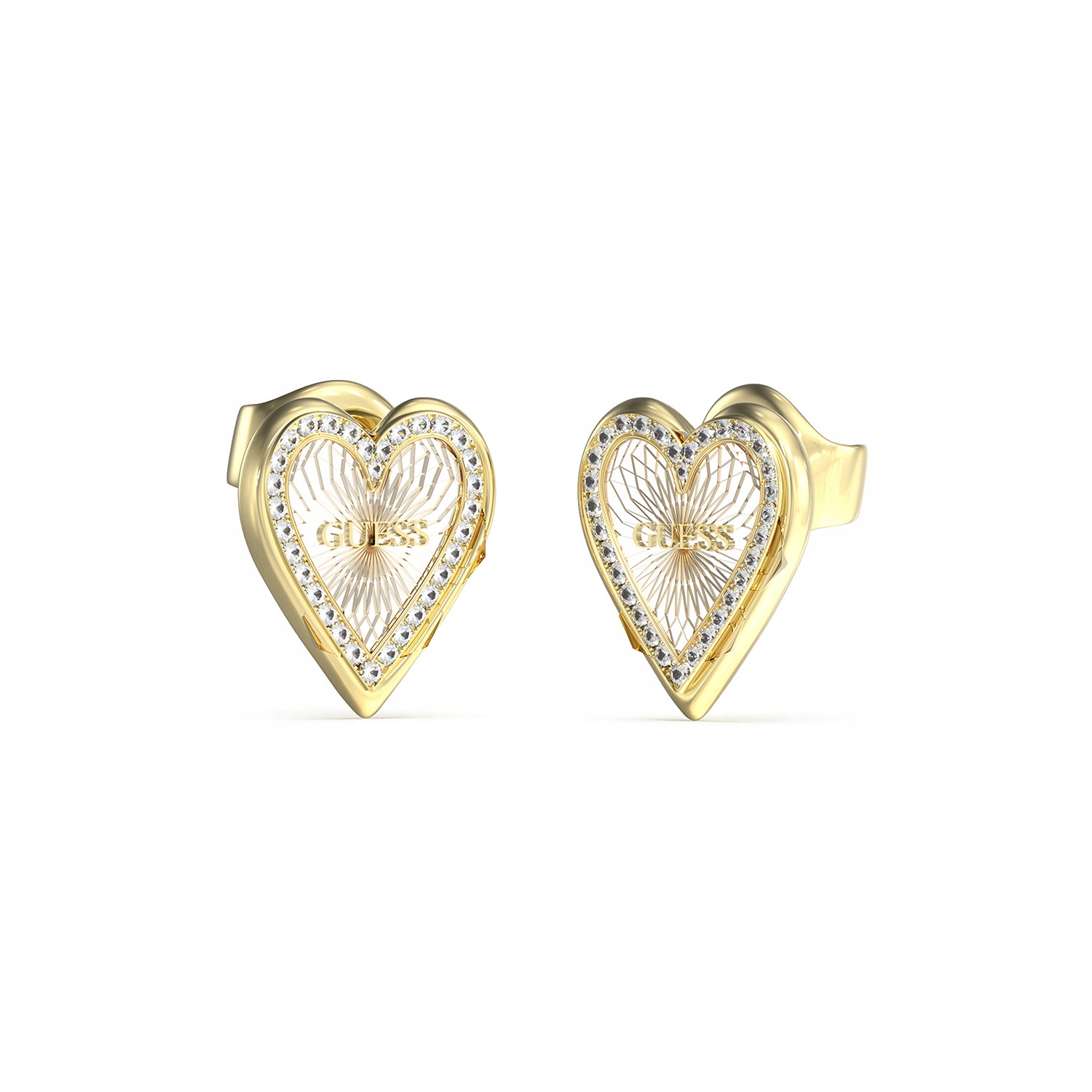 Náušnice zlaté Guess zirkon srdce