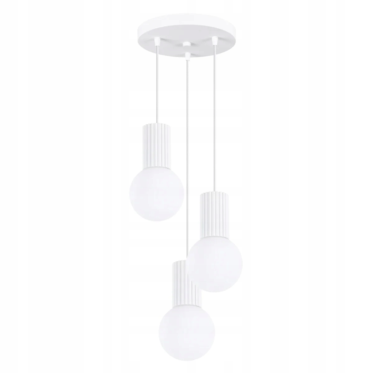 Závěsná lampa bílá kulatá trojitá rýhovaná skleněná bílá koule Sollux