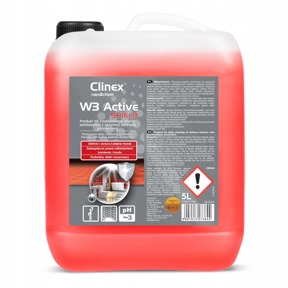 Levně Čisticí prostředek na sanitární zařízení Clinex W3 Active Shield 5L