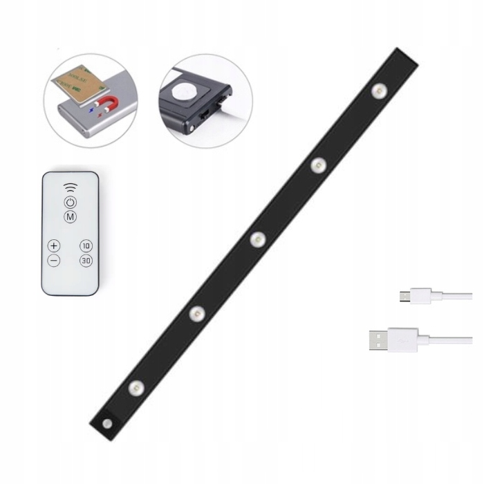 Lampa Led Z Czujnikiem Ruchu 80CM Usb Listwa Czarna