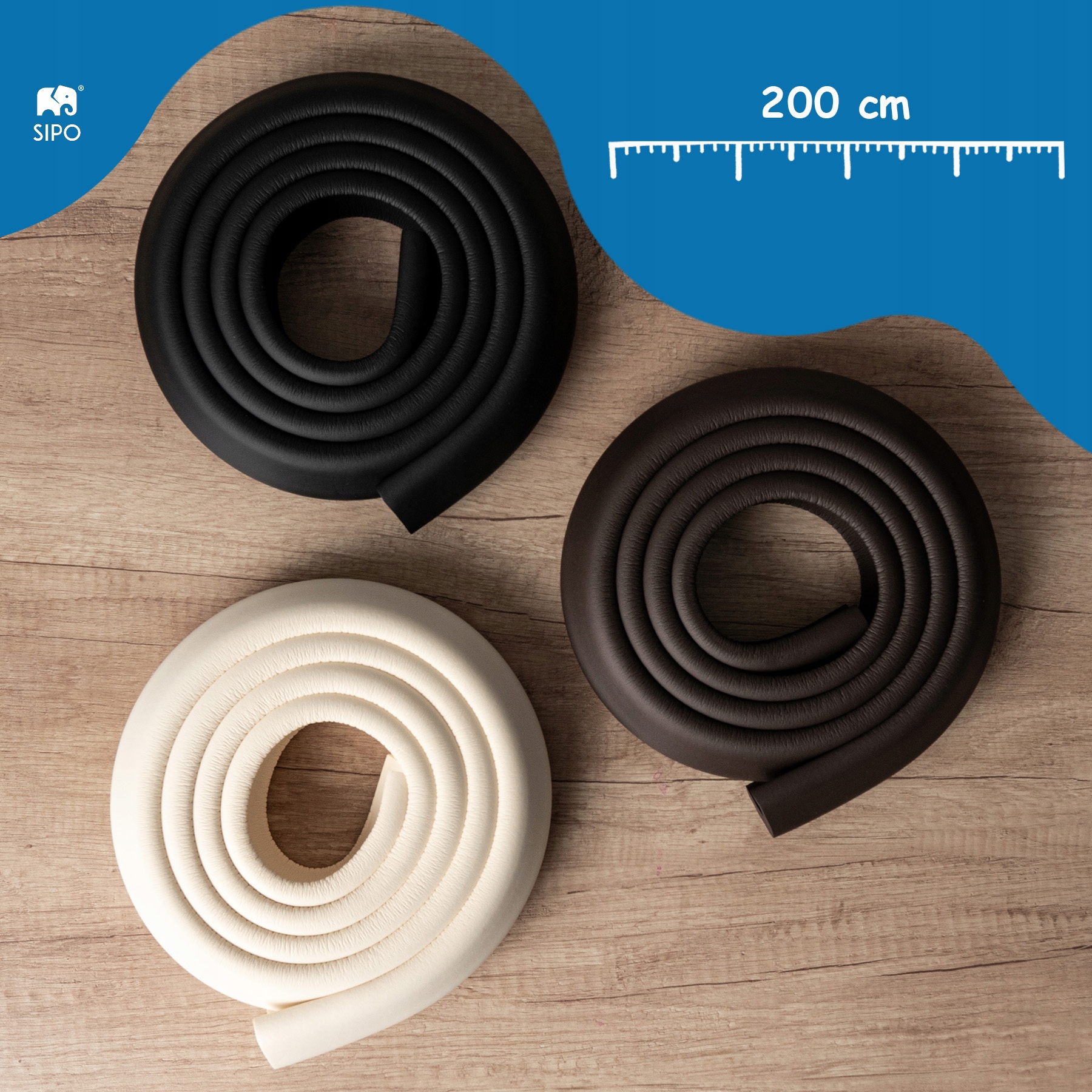 PIANKOWA TAŚMA Ochronna ZABEZPIECZAJĄCA NAROŻNIKI MEBLI ROGI KANTY STOŁU 2m Kolor czerń