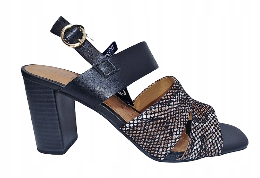 Sandály Caprice podpatek 28304-28 černý/had vel. 38