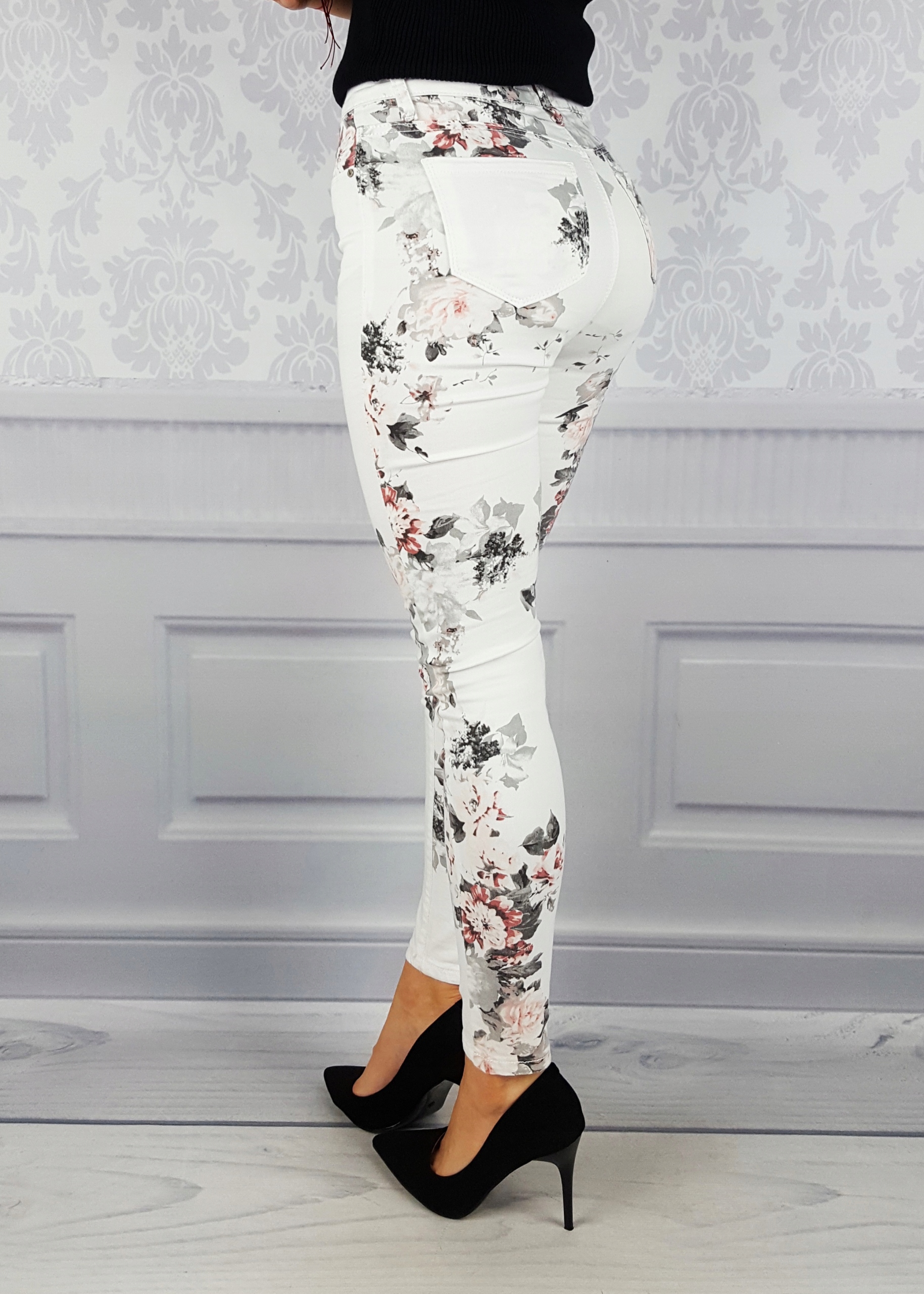 #DAMSKIE SPODNIE MODELUJĄCE Kwiaty MODELUJĄCE Materiał dominujący bawełna